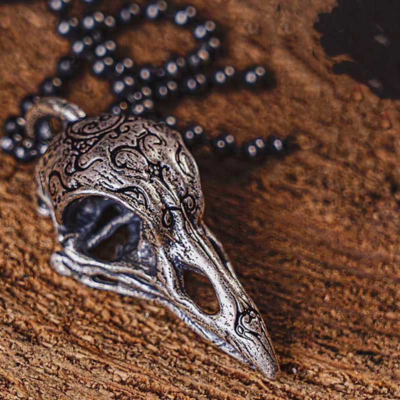 Charm Dark Crow Skull Pendant Necklace