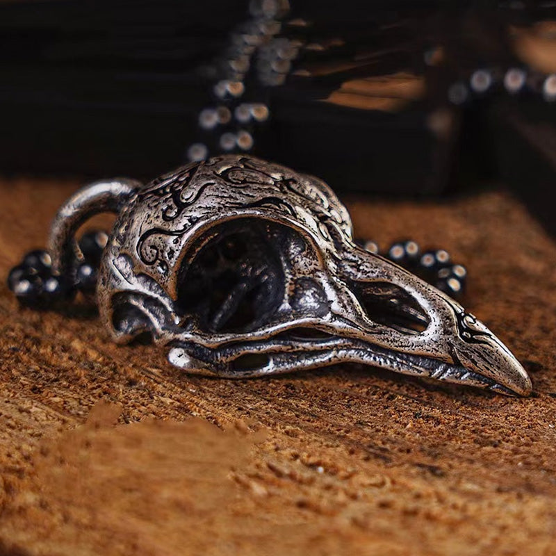 Charm Dark Crow Skull Pendant Necklace