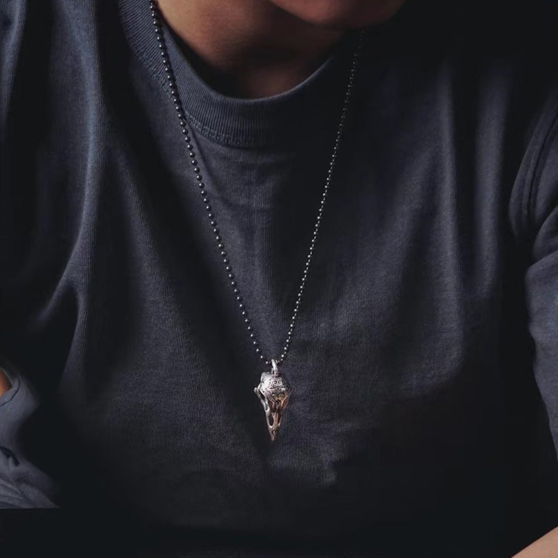 Charm Dark Crow Skull Pendant Necklace