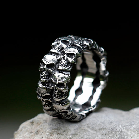316L Stainless Steel Charming Skull Rings with no stone. Christmas gift for biker. Christmas gift for badass. Badass skull ring, badass skull accessories.
