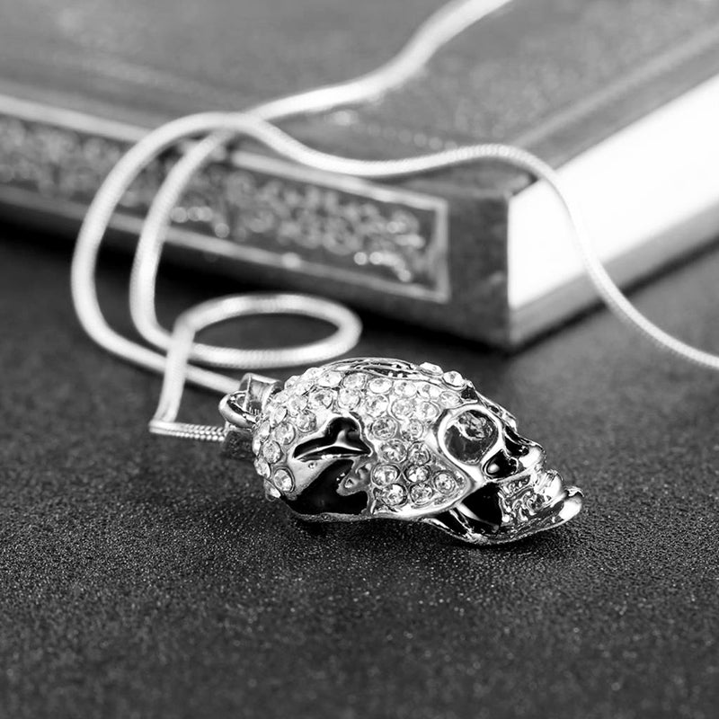 Gorgeous Crystal Skull skull Necklace, badass skull accessories, badass skull jewelry