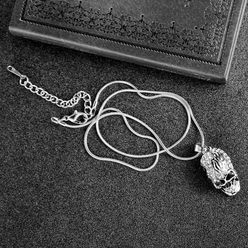 Gorgeous Crystal Skull skull Necklace, badass skull accessories, badass skull jewelry