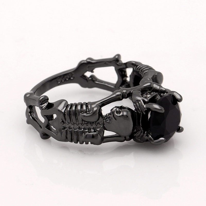 Black Ghost Evil Skull Skeleton Hand CZ Rings