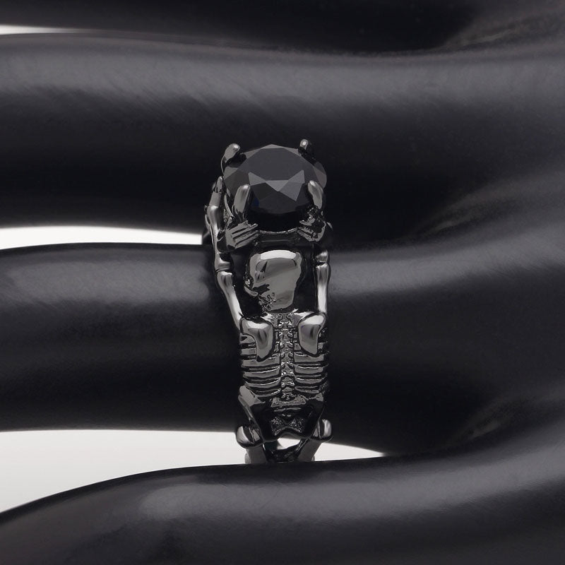 Black Ghost Evil Skull Skeleton Hand CZ Rings