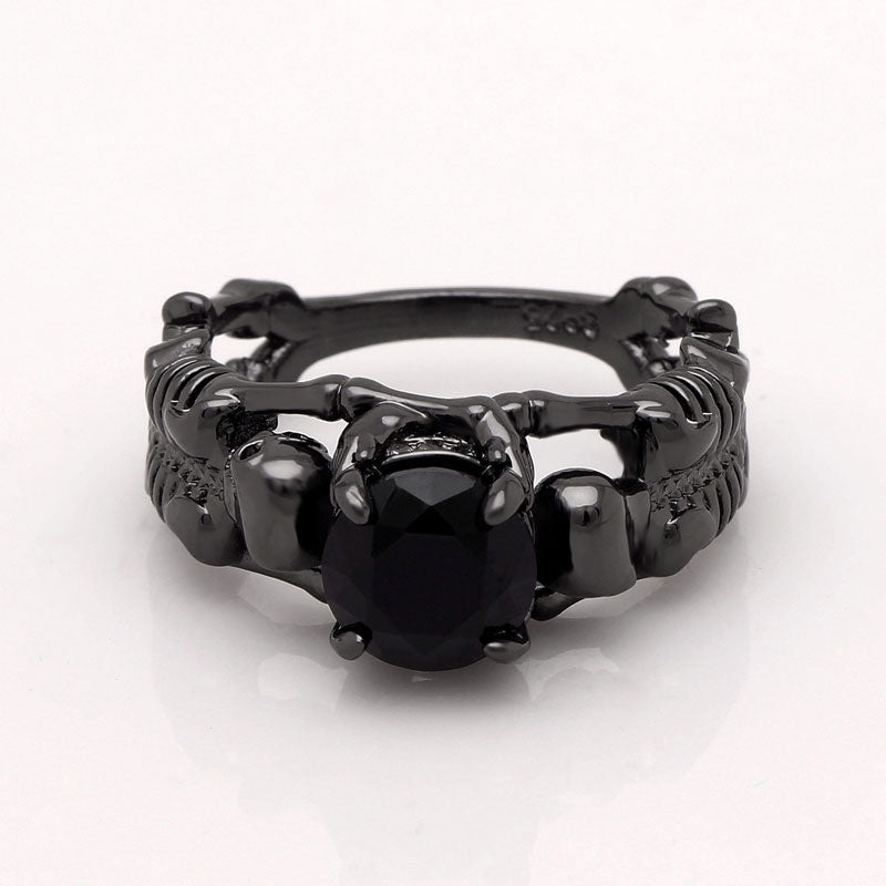 Black Ghost Evil Skull Skeleton Hand CZ Rings