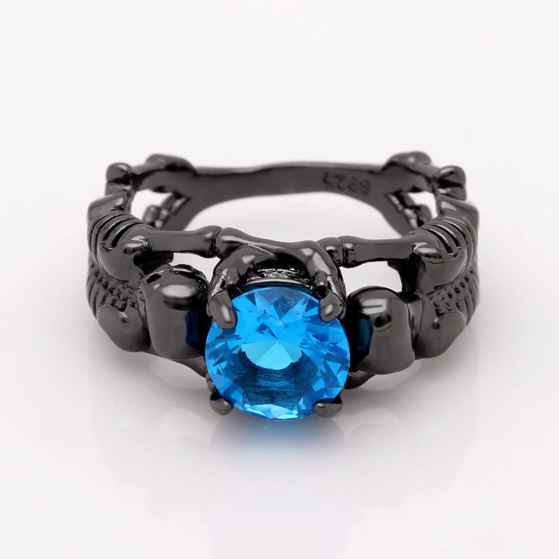 Black Ghost Evil Skull Skeleton Hand CZ Rings