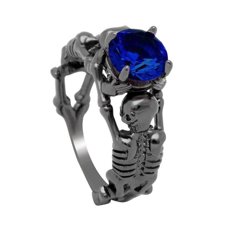 Black Ghost Evil Skull Skeleton Hand CZ Rings