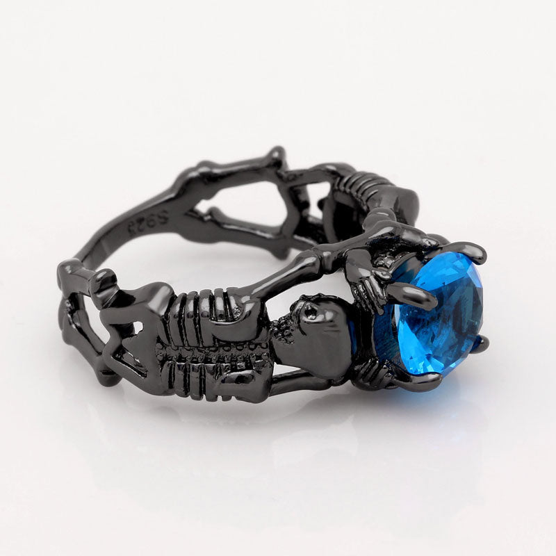 Black Ghost Evil Skull Skeleton Hand CZ Rings