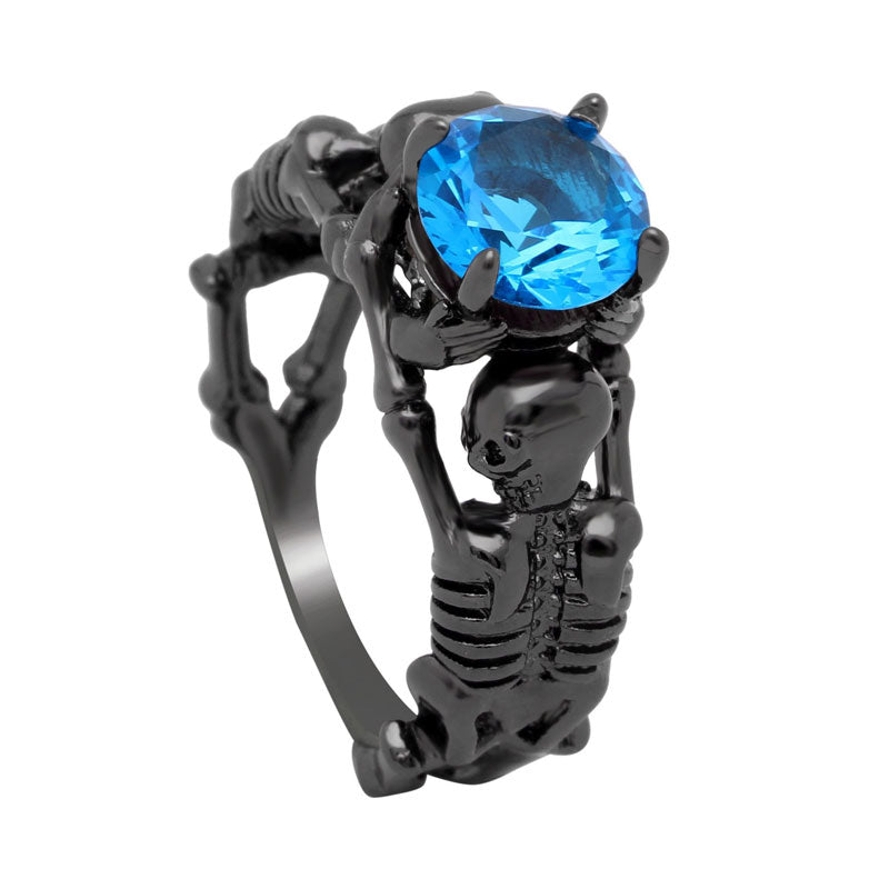 Black Ghost Evil Skull Skeleton Hand CZ Rings