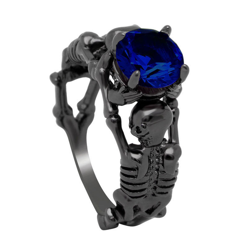 Black Ghost Evil Skull Skeleton Hand CZ Rings