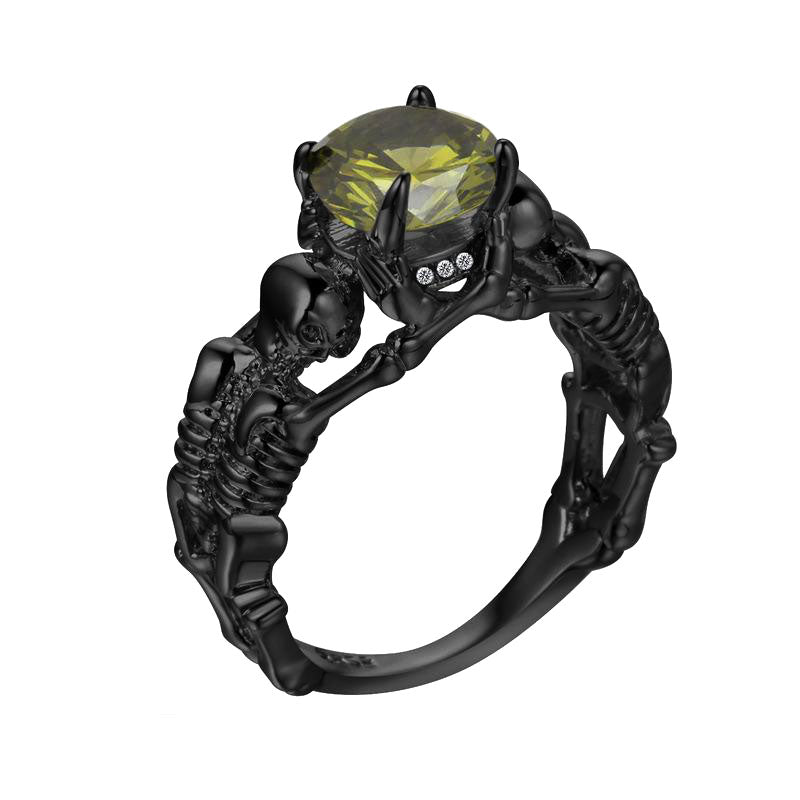 Black Ghost Evil Skull Skeleton Hand CZ Rings