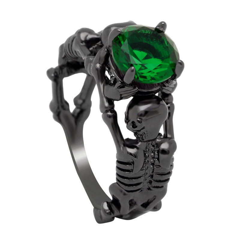 Black Ghost Evil Skull Skeleton Hand CZ Rings