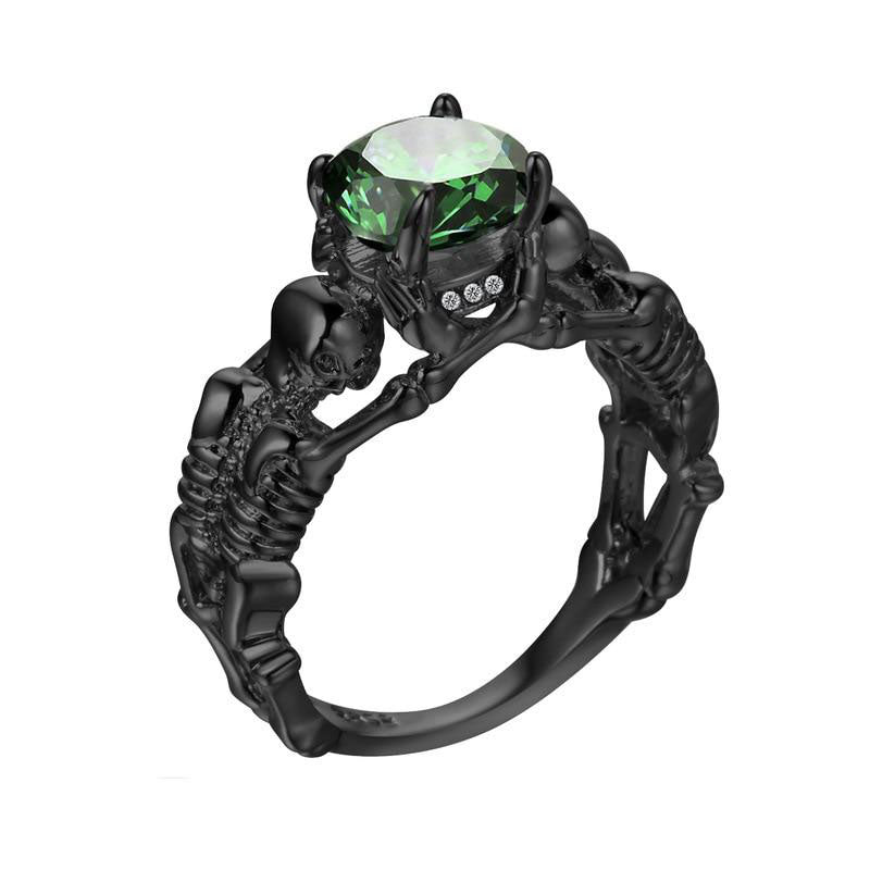 Black Ghost Evil Skull Skeleton Hand CZ Rings