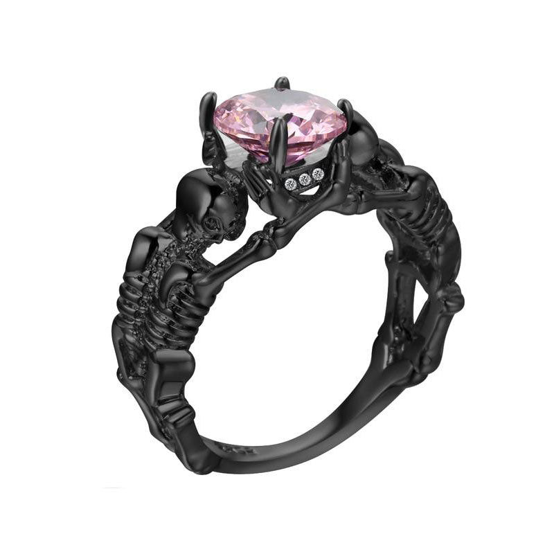 Black Ghost Evil Skull Skeleton Hand CZ Rings
