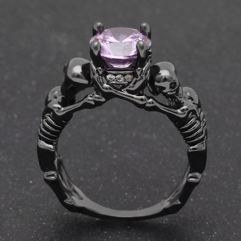 Black Ghost Evil Skull Skeleton Hand CZ Rings
