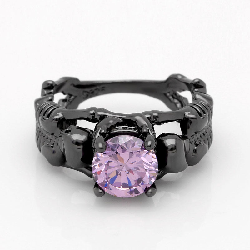 Black Ghost Evil Skull Skeleton Hand CZ Rings