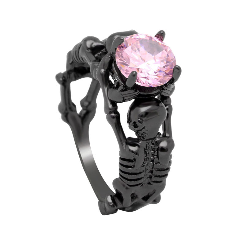 Black Ghost Evil Skull Skeleton Hand CZ Rings