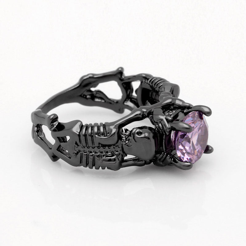 Black Ghost Evil Skull Skeleton Hand CZ Rings