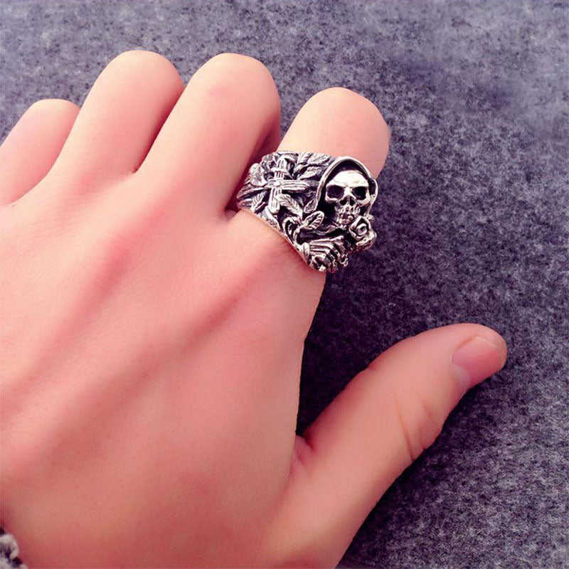 925 Sterling Silver Gentle Devil Skull Rings