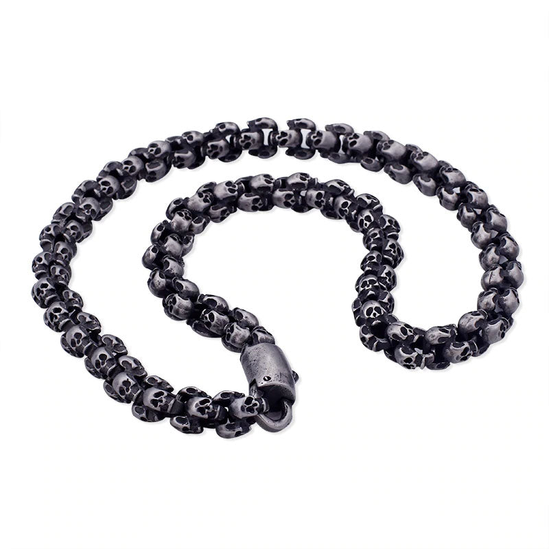 55~70cm Long Stainless Steel Skull Necklace For Men