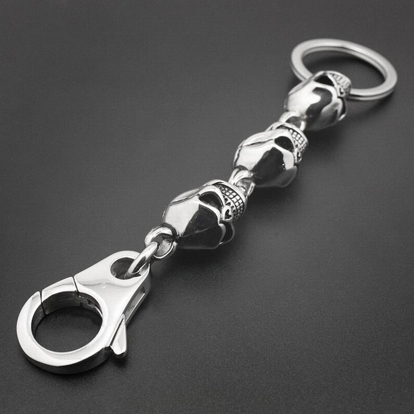Unique Stainless Steel Skull Biker Rocker Punk Keychain