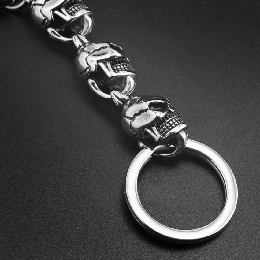 Unique Stainless Steel Skull Biker Rocker Punk Keychain