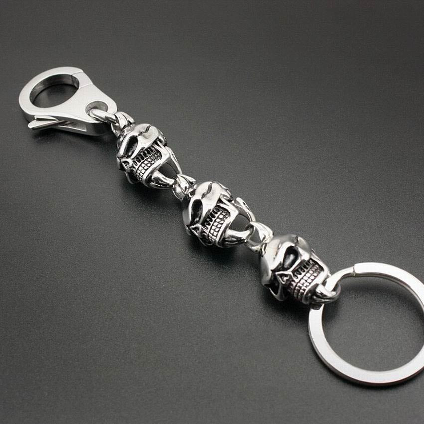 Unique Stainless Steel Skull Biker Rocker Punk Keychain