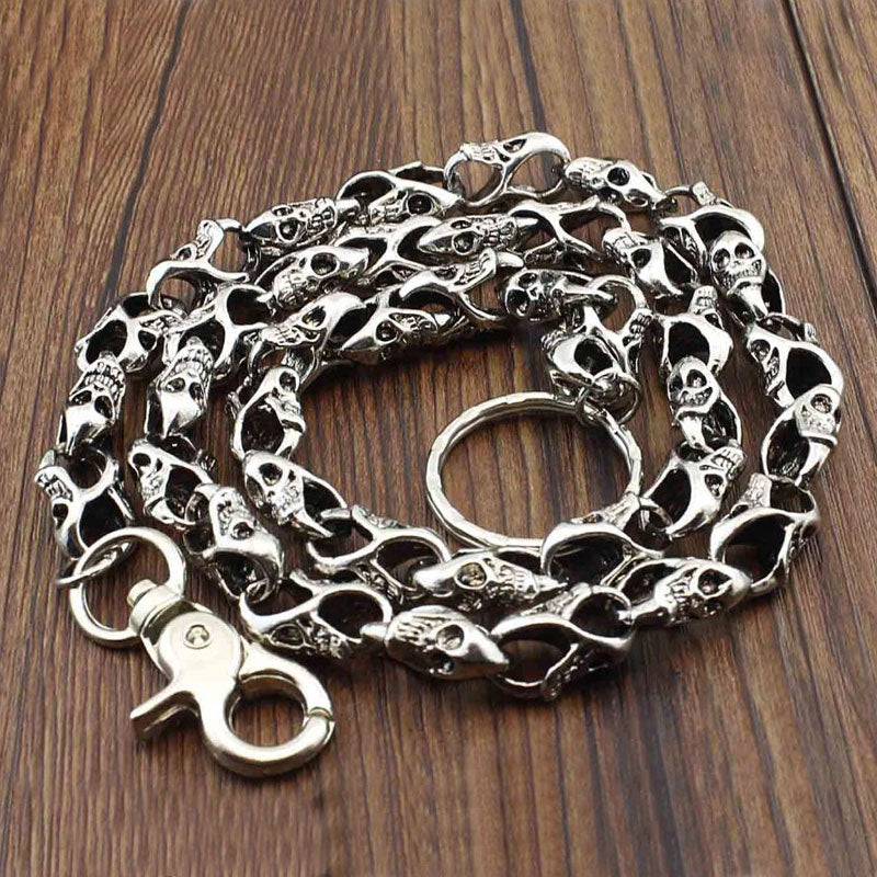 Men Biker Trucker Heavy Skull Long Metal Wallet Chain