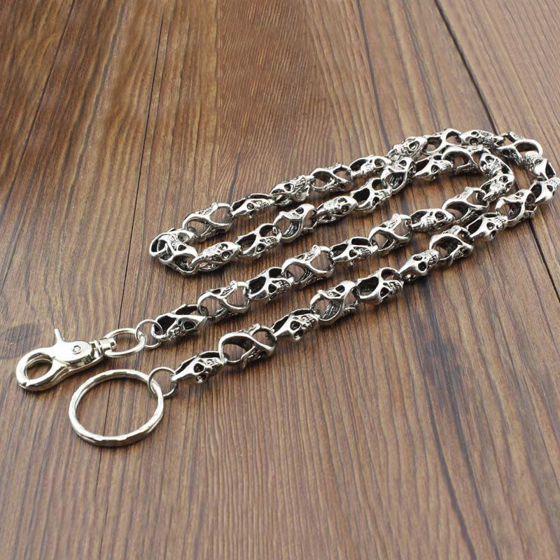 Men Biker Trucker Heavy Skull Long Metal Wallet Chain