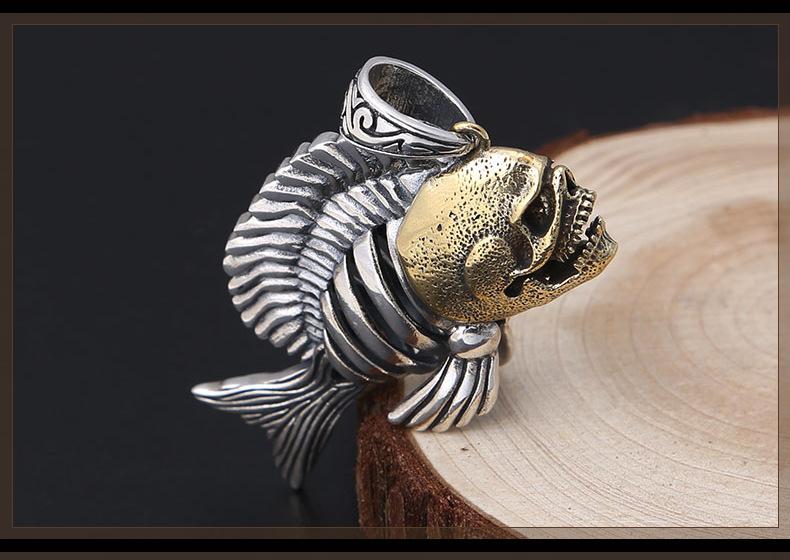 925 Sterling Silver Hollow Piranha Skull Pendant