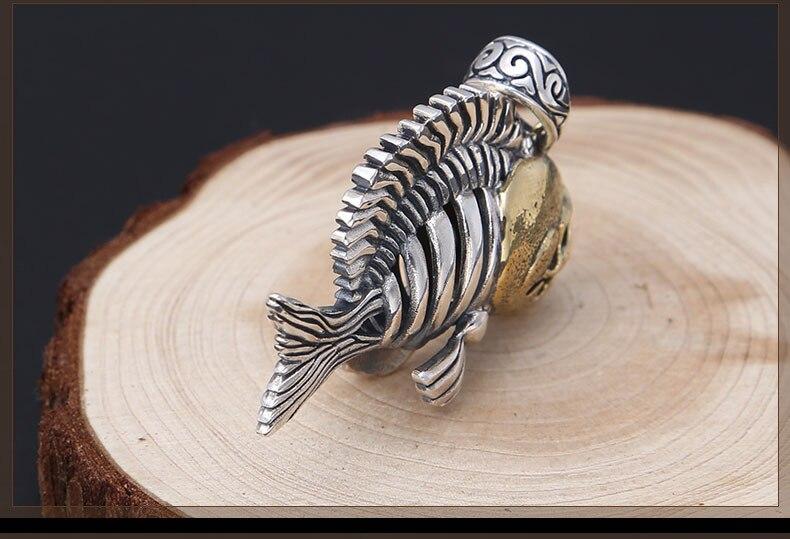 925 Sterling Silver Hollow Piranha Skull Pendant