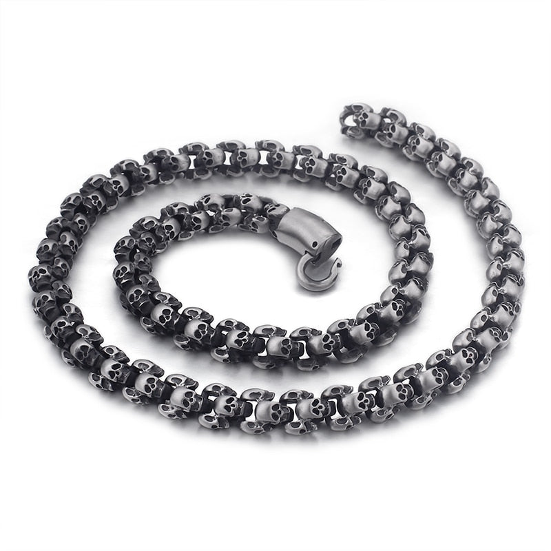 55~70cm Long Stainless Steel Skull Necklace For Men