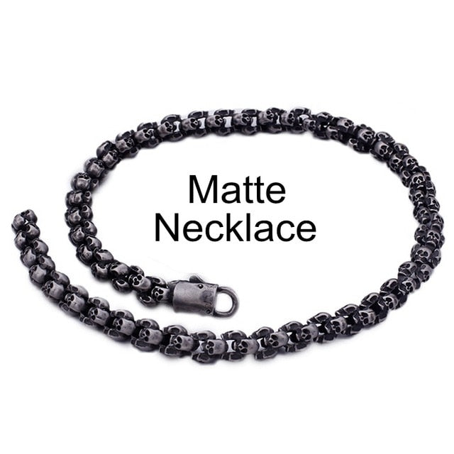 55~70cm Long Stainless Steel Skull Necklace For Men