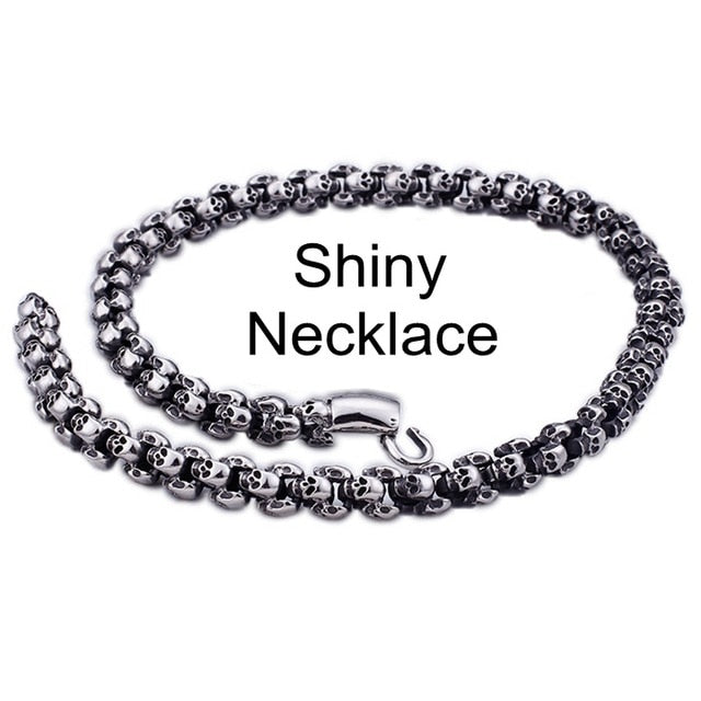 55~70cm Long Stainless Steel Skull Necklace For Men