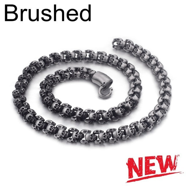 55~70cm Long Stainless Steel Skull Necklace For Men