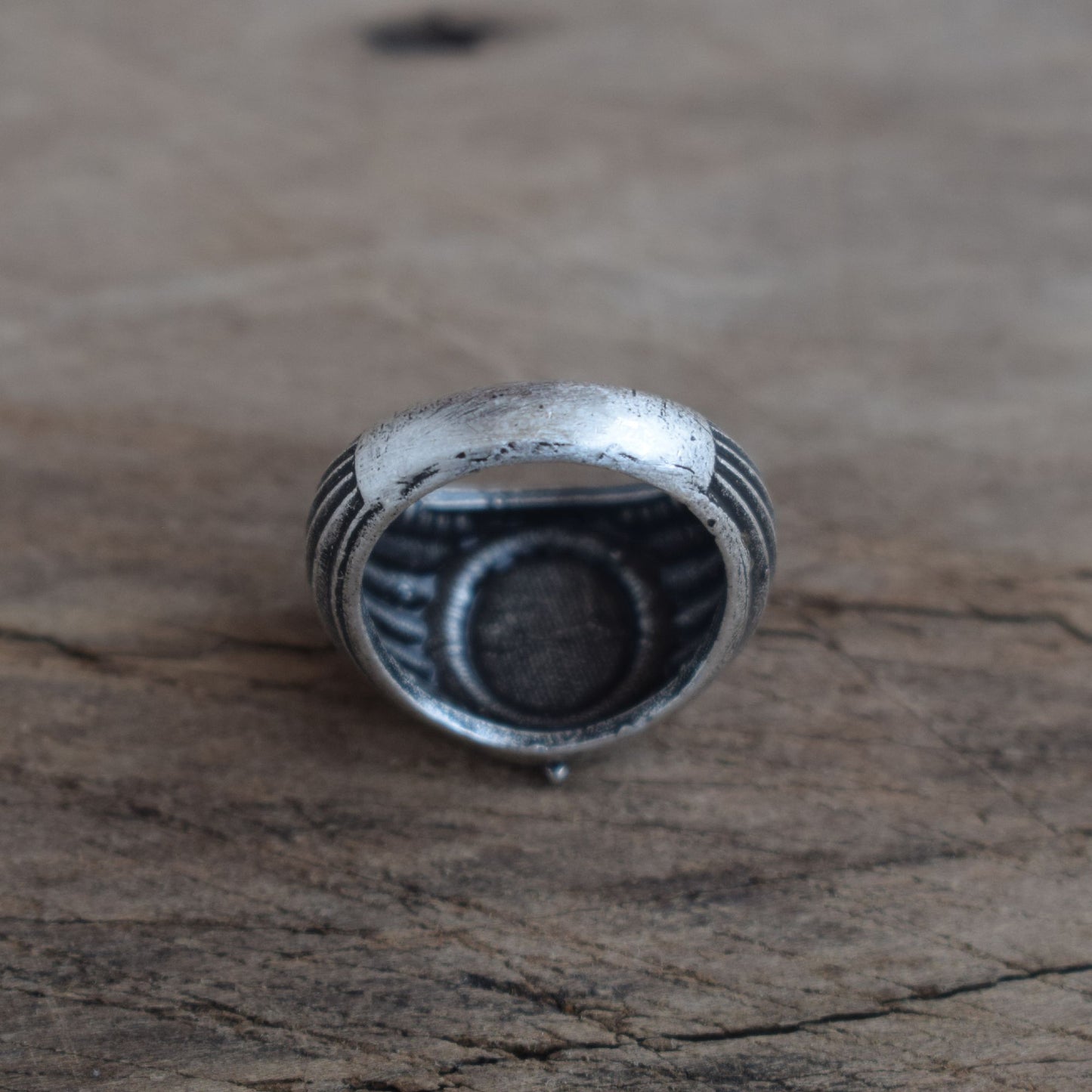 Silver Mystical Moth Dead Head Skull Ring