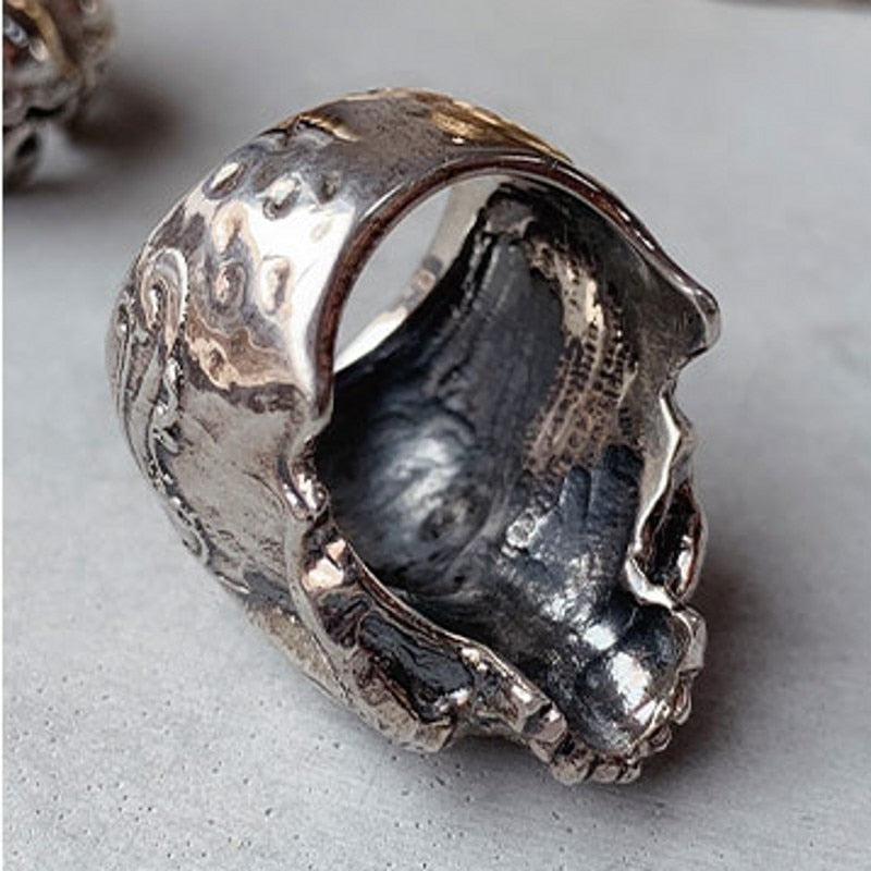 Unisex 925 Sterling Silver Engraved Pattern Skull Ring