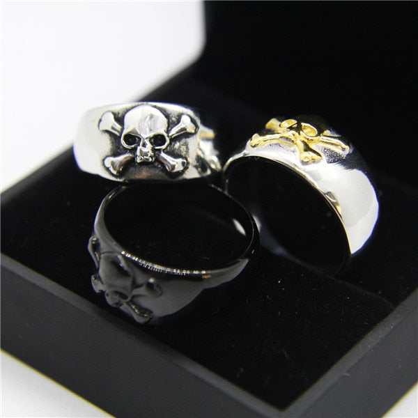 316L Stainless Steel Cross Skull Rings
