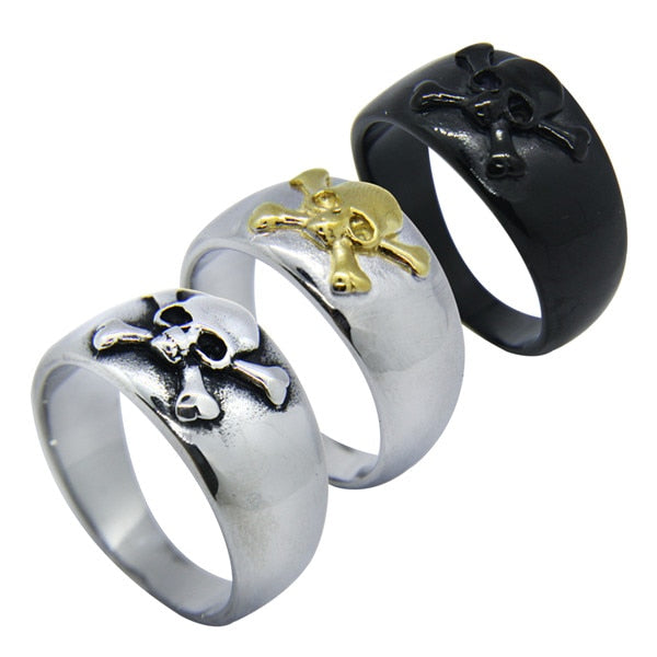 316L Stainless Steel Cross Skull Rings