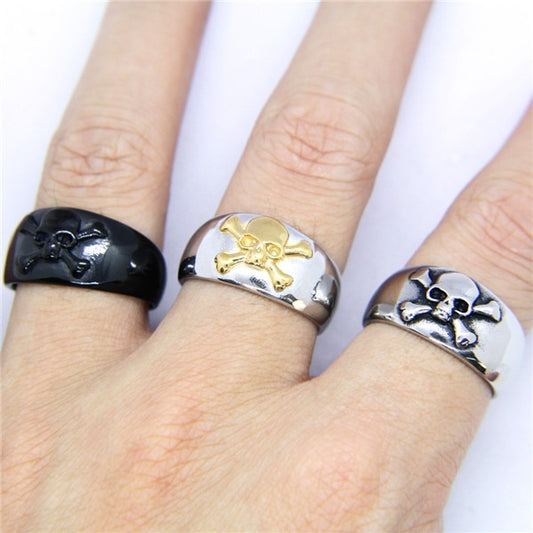 316L Stainless Steel Cross Skull Rings