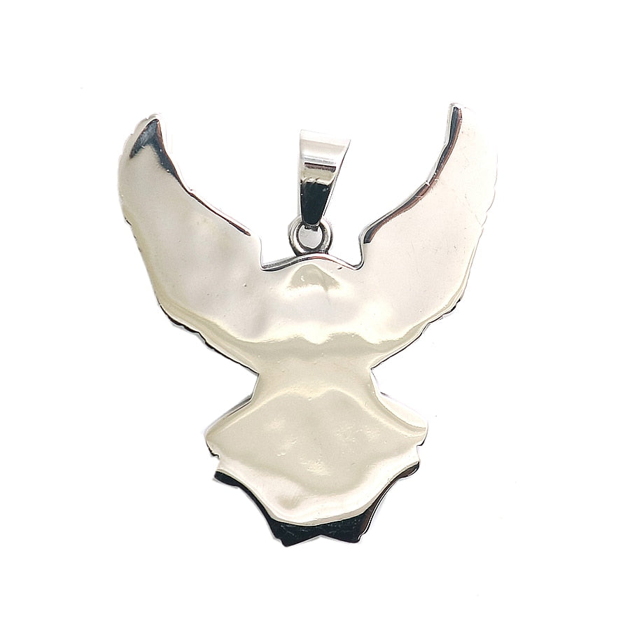 Stainless Steel Silver Biker Skull Eagle Engine Pendant