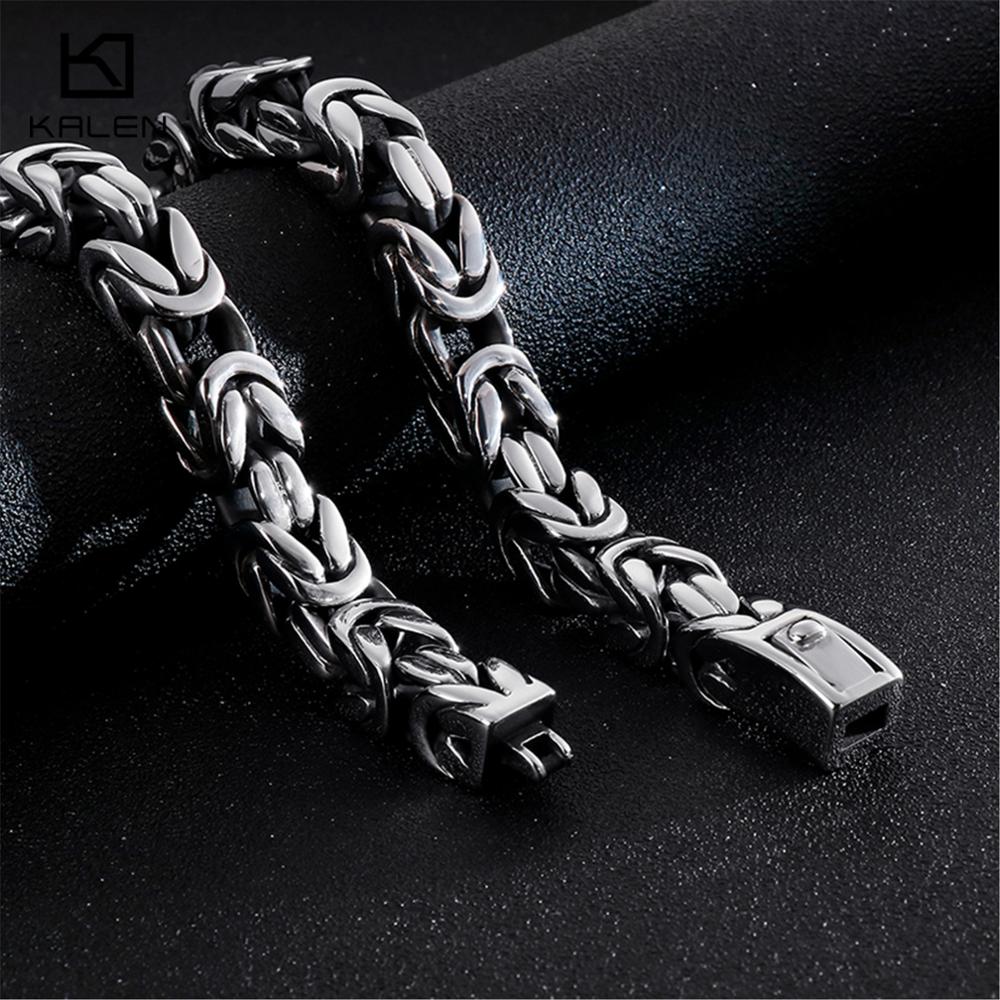 Stainless Steel Byzantine Chain Necklace & Bracelet Set