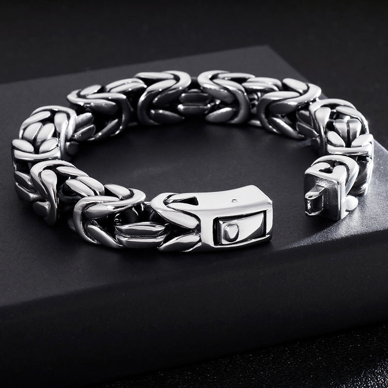 Stainless Steel Byzantine Chain Necklace & Bracelet Set