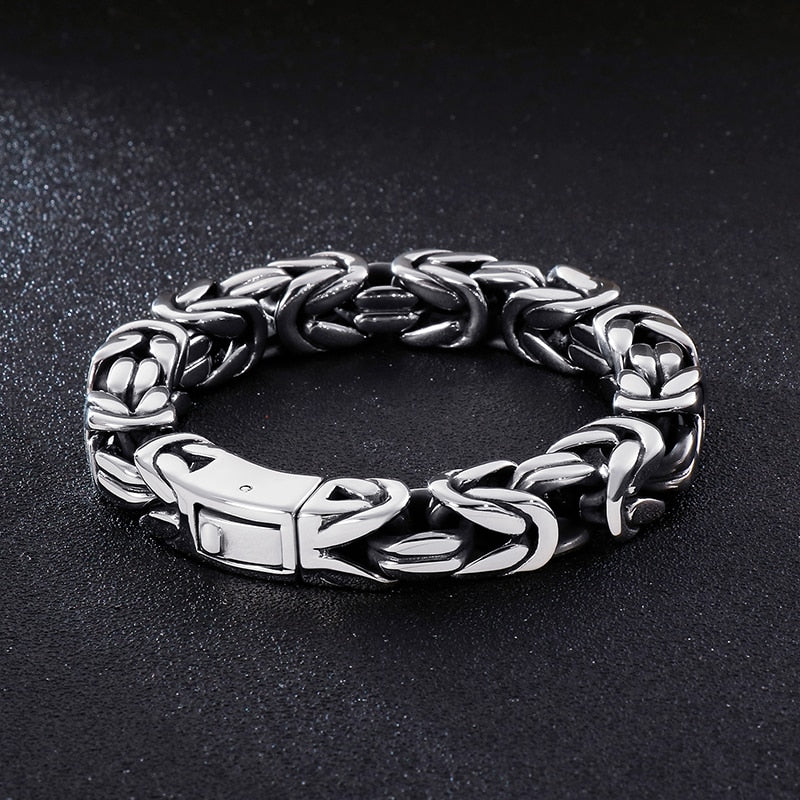 Stainless Steel Byzantine Chain Necklace & Bracelet Set