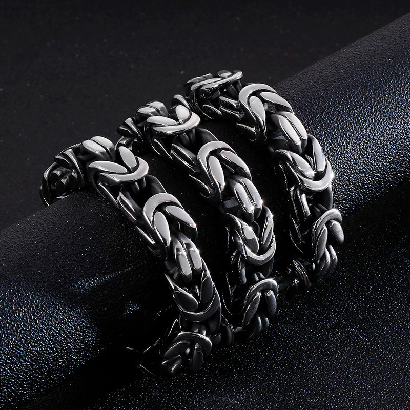 Stainless Steel Byzantine Chain Necklace & Bracelet Set