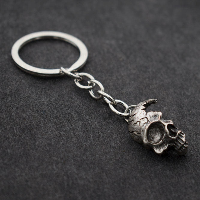 Stainless Steel Damaged Half Face Skull keychain