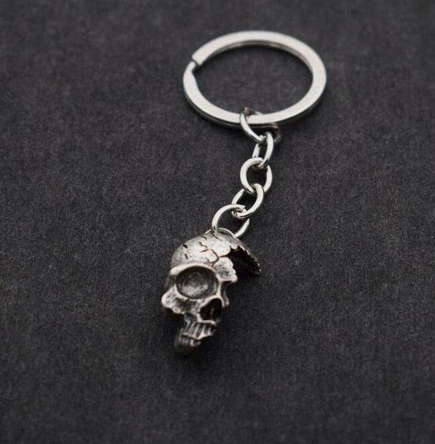 Stainless Steel Damaged Half Face Skull keychain