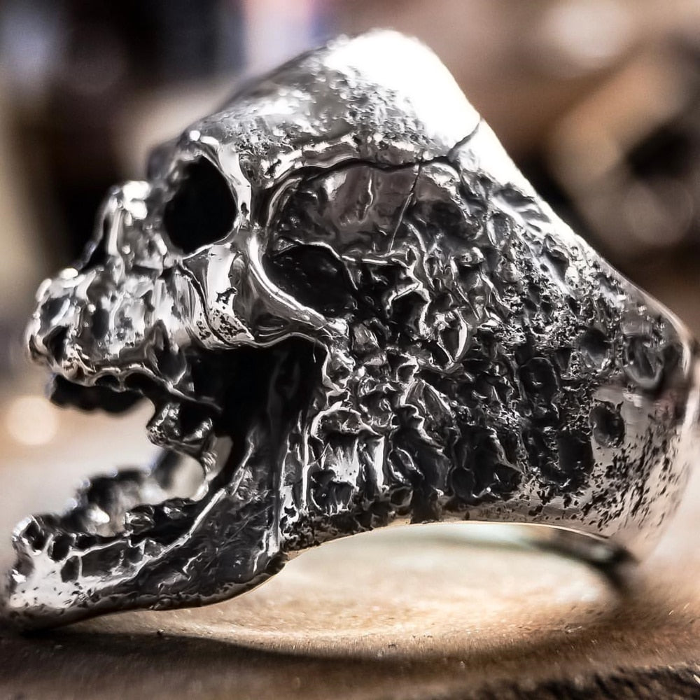 Stainless Steel Detailed Plague Skull Rings