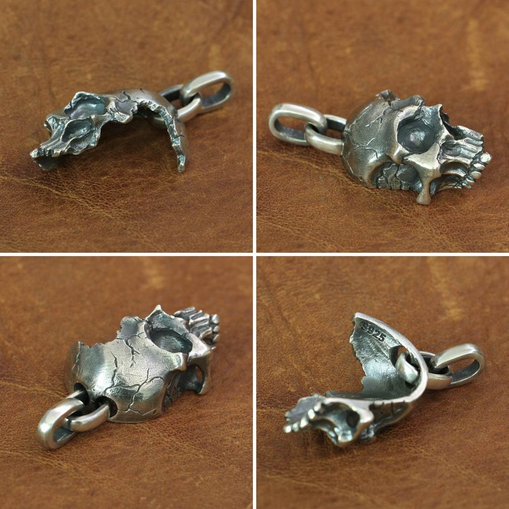 925 Sterling Silver Damaged Half Face Skull Biker Pendant. Badass gift for men. Cool gift for cool man. Badass gift for bikers. Badass jewelry. Badass biker skull jewelry. Badass skulll accessories. Badass gift for badass. Badass skull accessories. Badass skull jewelry. Christmas gift for badass. Christmas gift for bikers. Christmas gifts for tattoo artists.