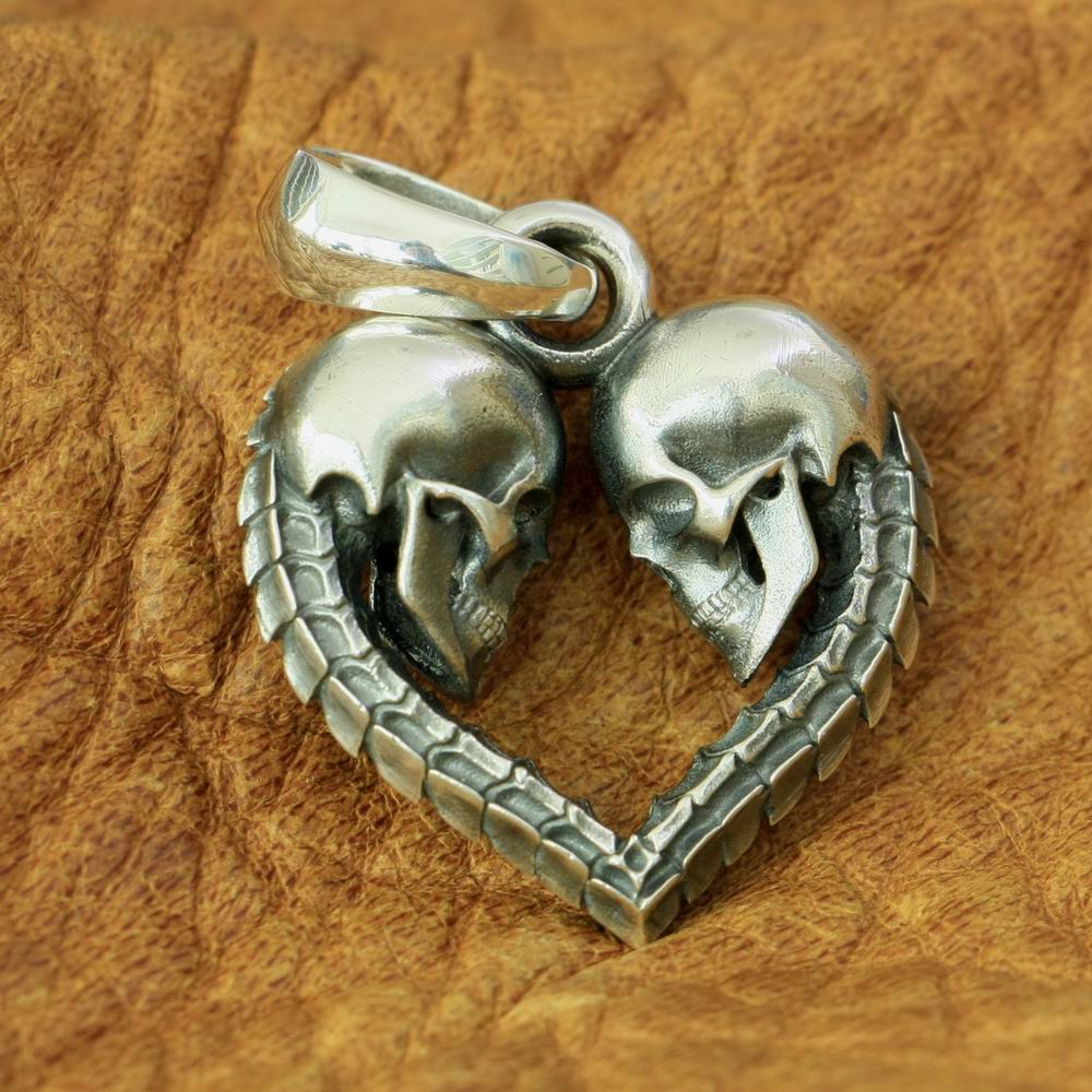 Handmade 925 Silver Couple Love Heart Necklace Pendant. Badass skull pendant for men. Badass gifts for badass. Badass birthday gifts. Badass Christmas gifts for badasses. Badass biker skull pendant necklace. Badass sbiker skull jewelry. Badass skull jewelry. Badass skull accessories.